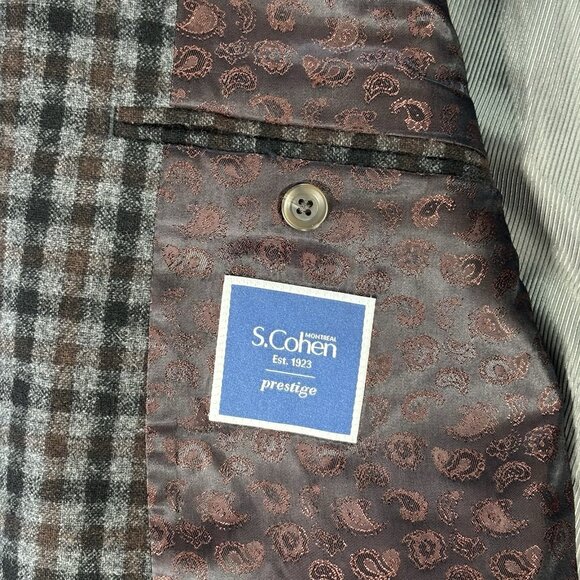 S Cohen Angelico Men’s 48R 100% Wool Checked Plaid Blazer Sport Coat Jacket Fall - Picture 15 of 16